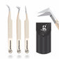 Fiber Tip Lash Tweezers- Pack of 3 Eyelash Extension Tweezers Professional- Lash Tweezers. (Light Nude)