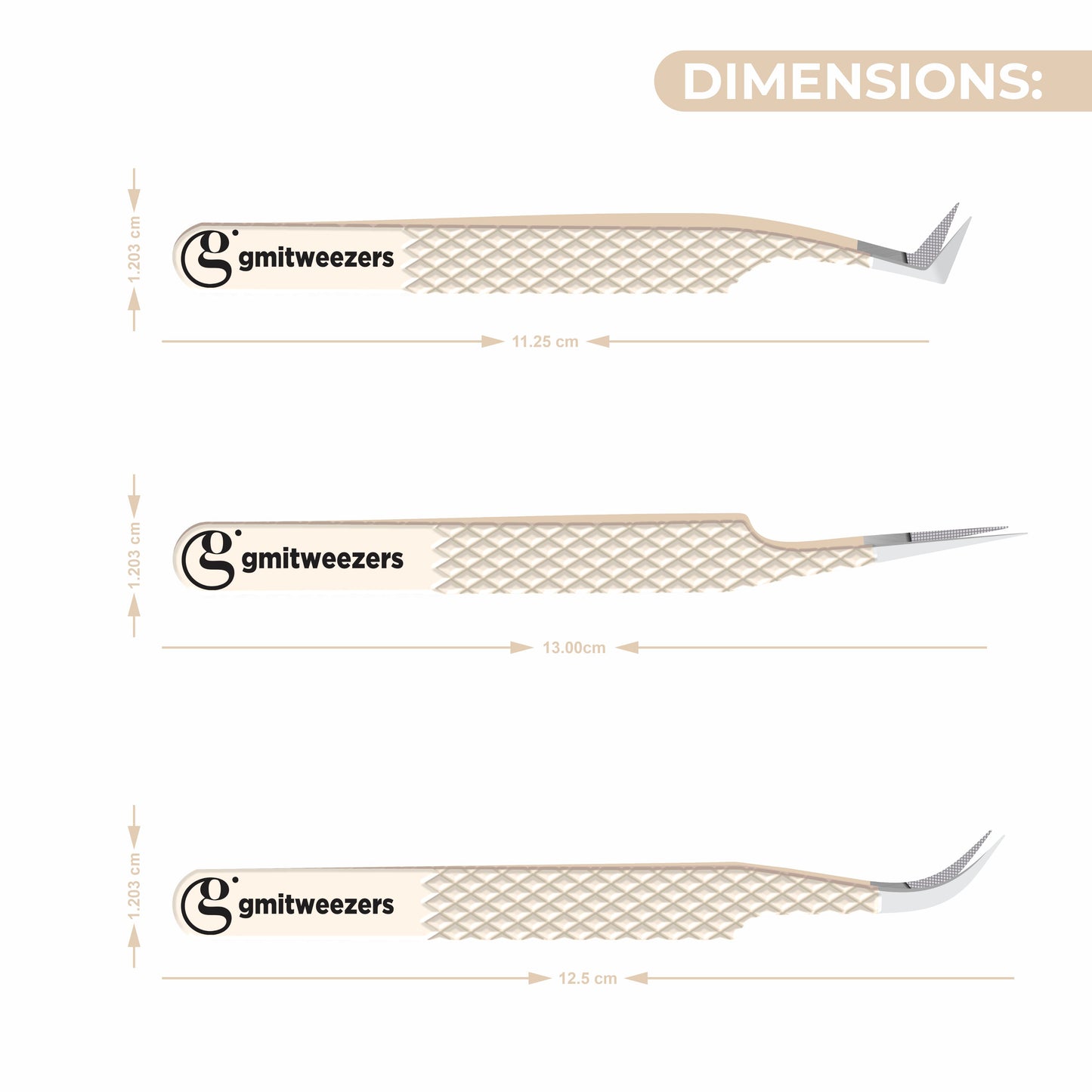 Fiber Tip Lash Tweezers- Pack of 3 Eyelash Extension Tweezers Professional- Lash Tweezers. (Light Nude)