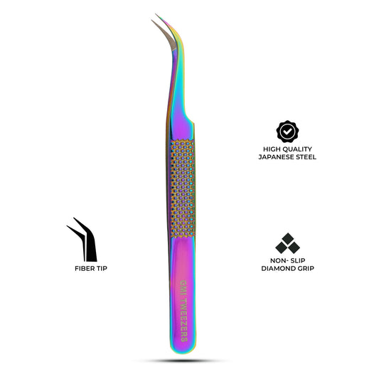 Professional Strong Curved Tweezers – Precision Grip for Eyelash Extensions (Multicolor)