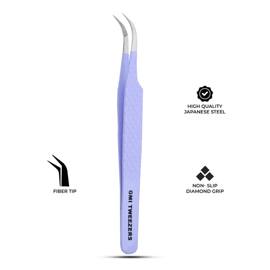 Professional Strong Curved Tweezers – Precision Grip for Eyelash Extensions (Mauve Purple)