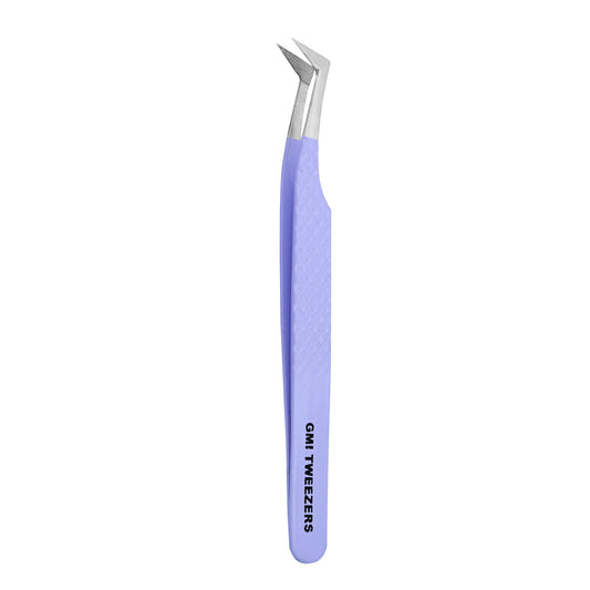 Precision L-Shape Tweezers – Stainless Steel, Anti-Static, Fine Tip for Eyelash Extensions (Mauve Purple)