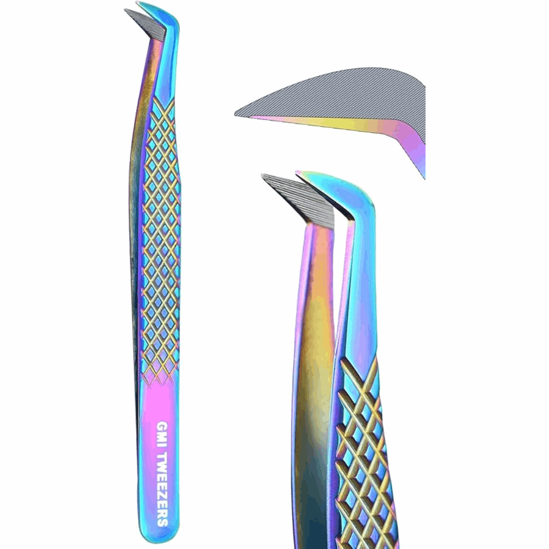 Fiber Tip Lash Tweezer For Eyelash Extension Tweezers Professional. (Multicolor)
