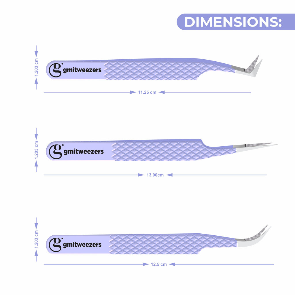Fiber Tip Lash Tweezers- Pack of 3 Eyelash Extension Tweezers Professional- Lash Tweezers. (Mauve Purple)