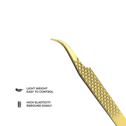 Precision Curved Tweezers – Non-Fiber Tip, Anti-Static, Stainless Steel (Gold)