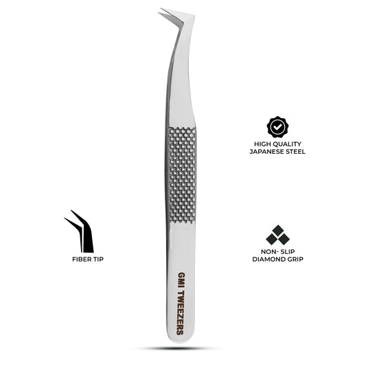 Boot Eyelash Tweezers Precision Lash Applicator & Styling Tool (Silver)