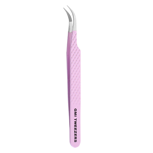 Professional Strong Curved Tweezers – Precision Grip for Eyelash Extensions (Pink)