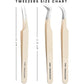 Fiber Tip Lash Tweezers- Pack of 3 Eyelash Extension Tweezers Professional- Lash Tweezers. (Light Nude)