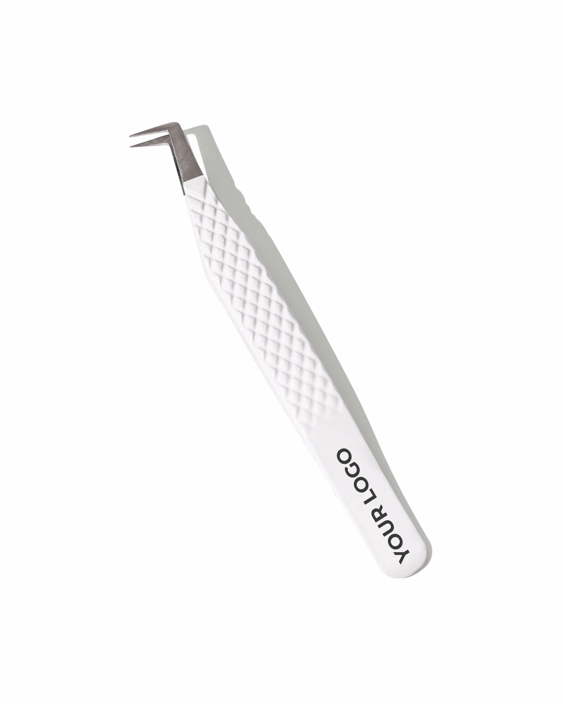 White tweezers with a textured handle 