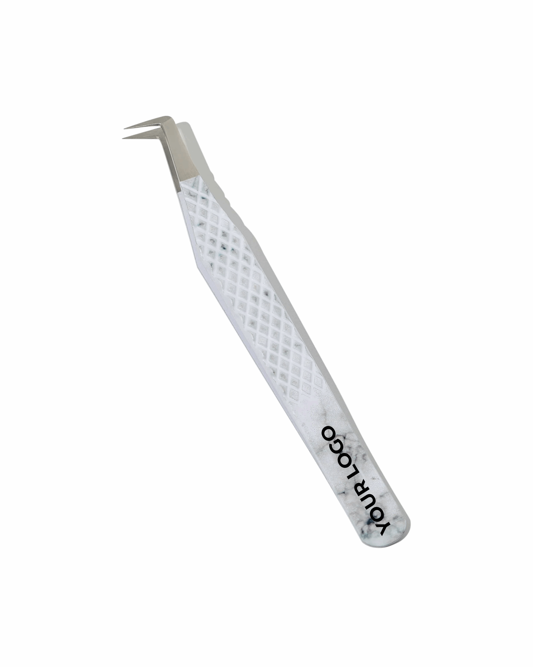 White tweezers with textured handle