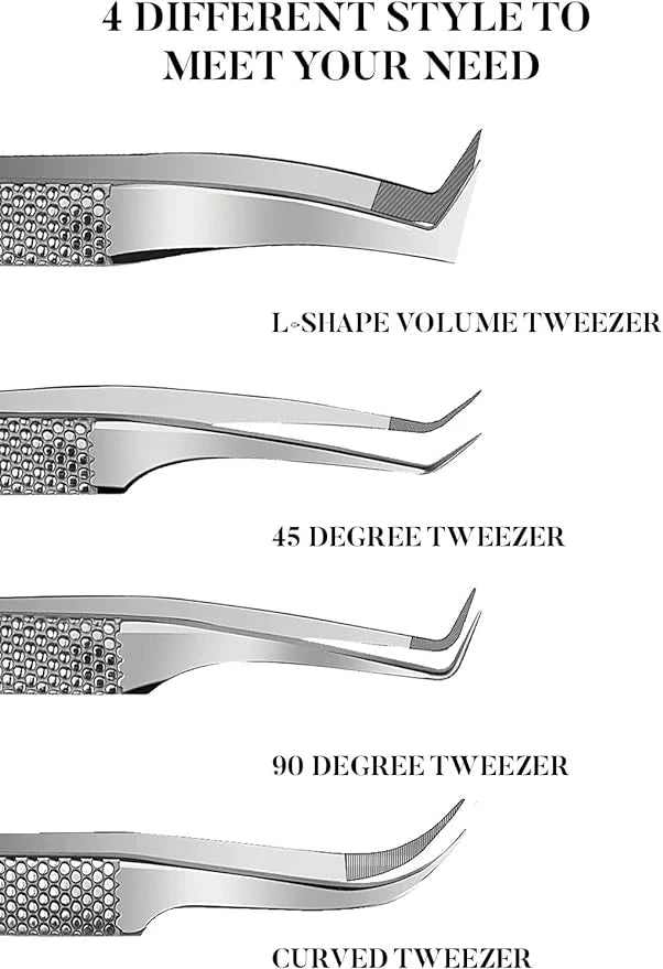 GMI Lash Tweezers - Pack of 4 Fiber Tip